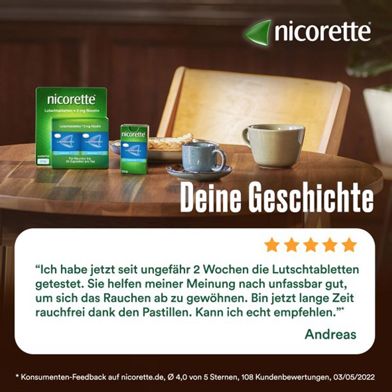 nicorette 2 mg Nikotinlutschtabletten freshmint für Raucher zum Aufhören