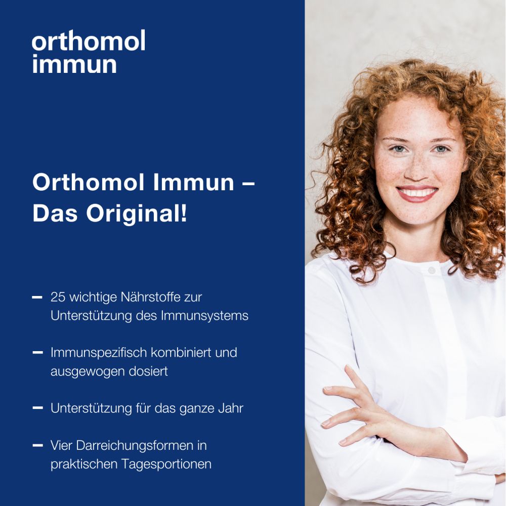 orthomol immun - Mikronährstoffe mit Vitamin C, Vitamin D und Zink - Direktgranulat Menthol-Himbeere
