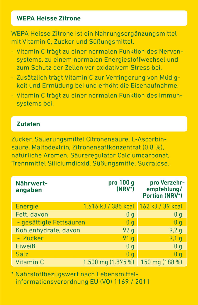 WEPA HEISSE ZITRONE 10X10 g Pulver