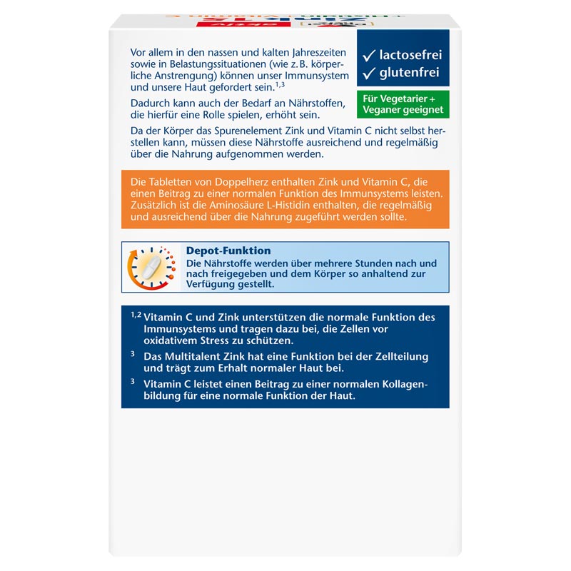 Doppelherz aktiv Zink + Histidin + Vitamin C DEPOT 100 St Tabletten