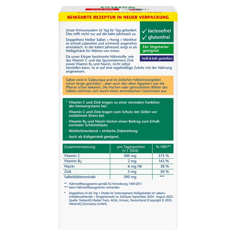 Doppelherz aktiv Heißer Salbei + Honig + Menthol  10 St Granulat