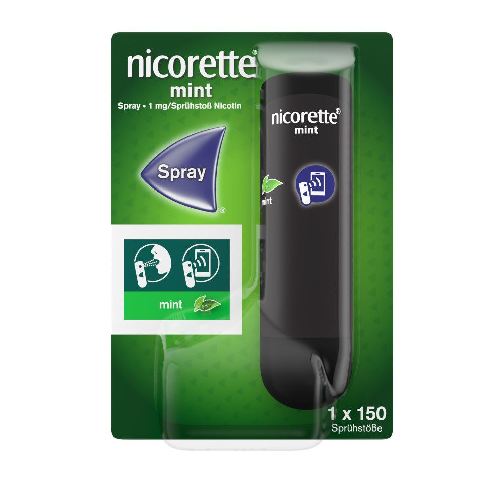 nicorette mint Spray mit Nikotin, Verbindung mit Tracking-App mögl.