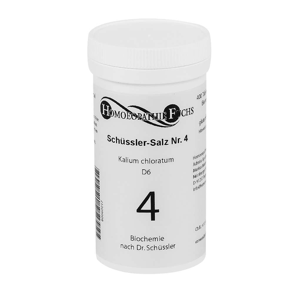 HOMOEOPATHIEFUCHS Schüssler-Salz Nummer 4 Kalium chloratum D6 Biochemie 400 St Tabletten