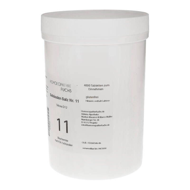 HOMOEOPATHIEFUCHS Schüssler-Salz Nummer 11 Silicea D12 Biochemie 4000 St Tabletten