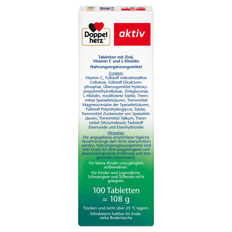 Doppelherz aktiv Zink + Histidin + Vitamin C DEPOT 100 St Tabletten
