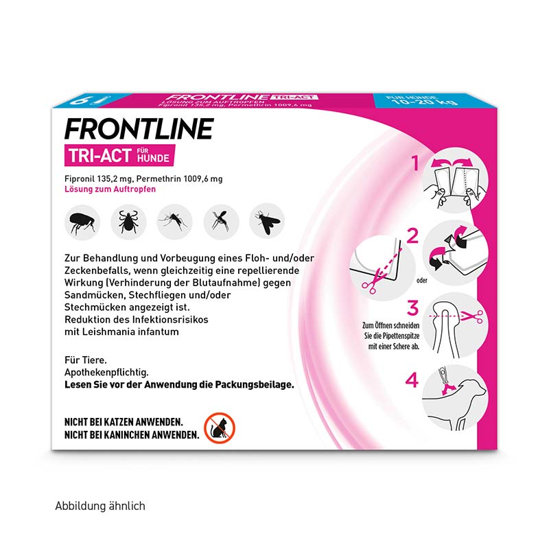 FRONTLINE TRI-ACT gegen Zecken, Flöhe und fliegende Insekten für Hunde M (10-20 kg)  6 St Lösung