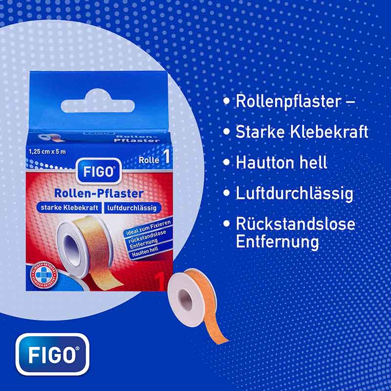 FIGO Rollen-Pflaster 1,25 cm x 5 m 1 St Pflaster