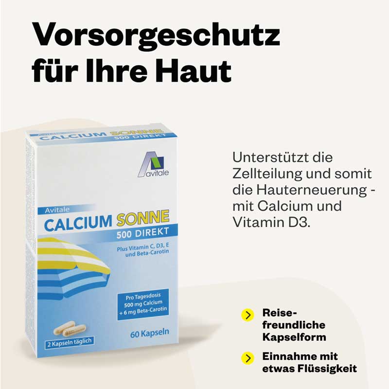 Avitale CALCIUM SONNE 500 DIREKT 60 St Kapseln