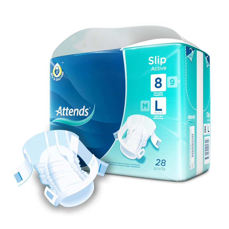 ATTENDS Slip Active 8 large 4X28 St