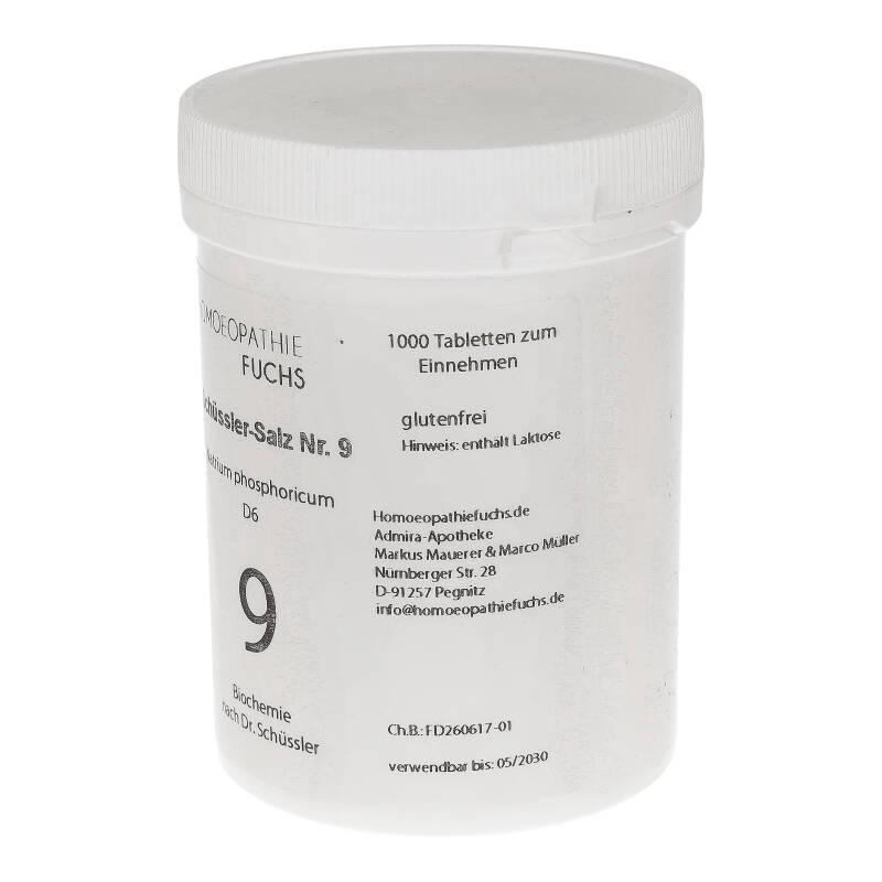 HOMOEOPATHIEFUCHS Schüssler-Salz Nr. 9 Natrium phosphoricum D6 1000 St Tabletten