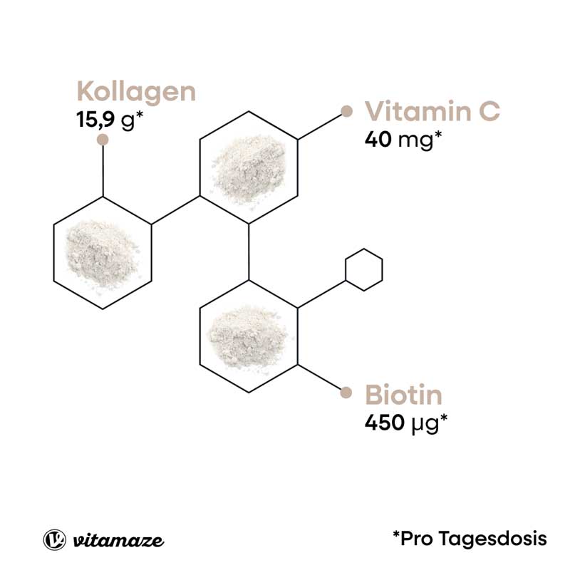 vitamaze KOLLAGEN PULVER + Biotin + Vitamin C 480 g Pulver
