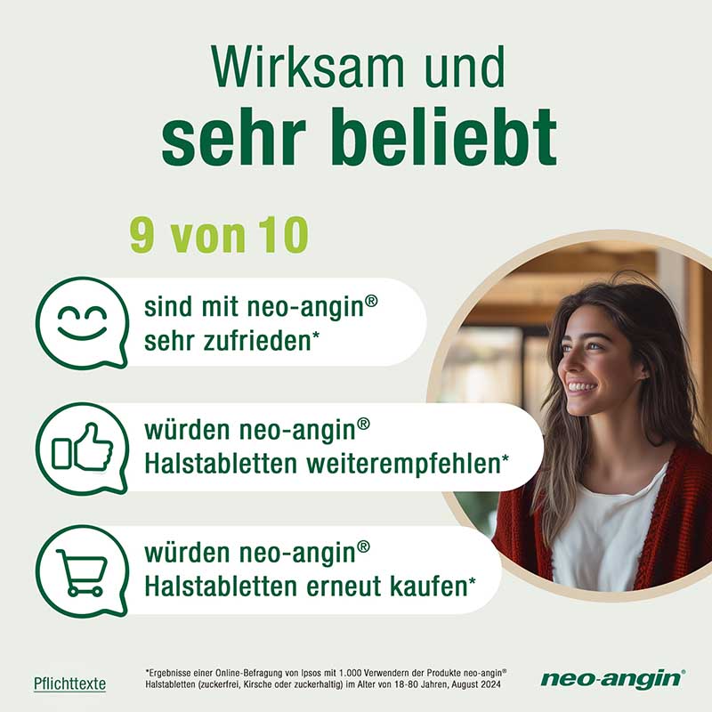 neo-angin HALSTABLETTEN Kirsche ZUCKERFREI 12 St Lutschtabletten