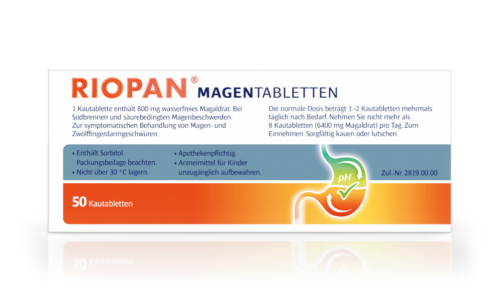 RIOPAN MAGENTABLETTEN - Bei Sodbrennen 50 St Kautabletten