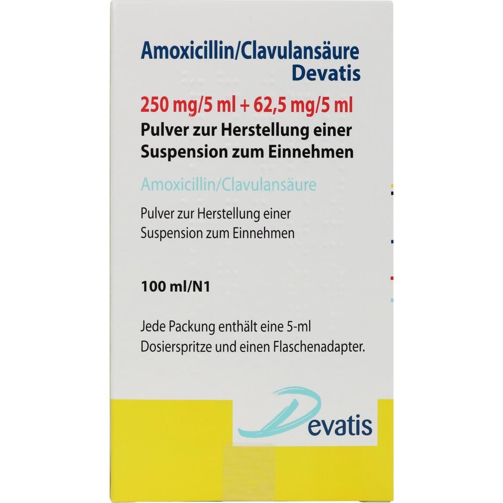 Amoxicillin/Clavulansäure Devatis 250 mg/5 ml + 62,5 mg/5 ml 100 ml Pulver zur Herstellung einer Suspension zum Einnehmen