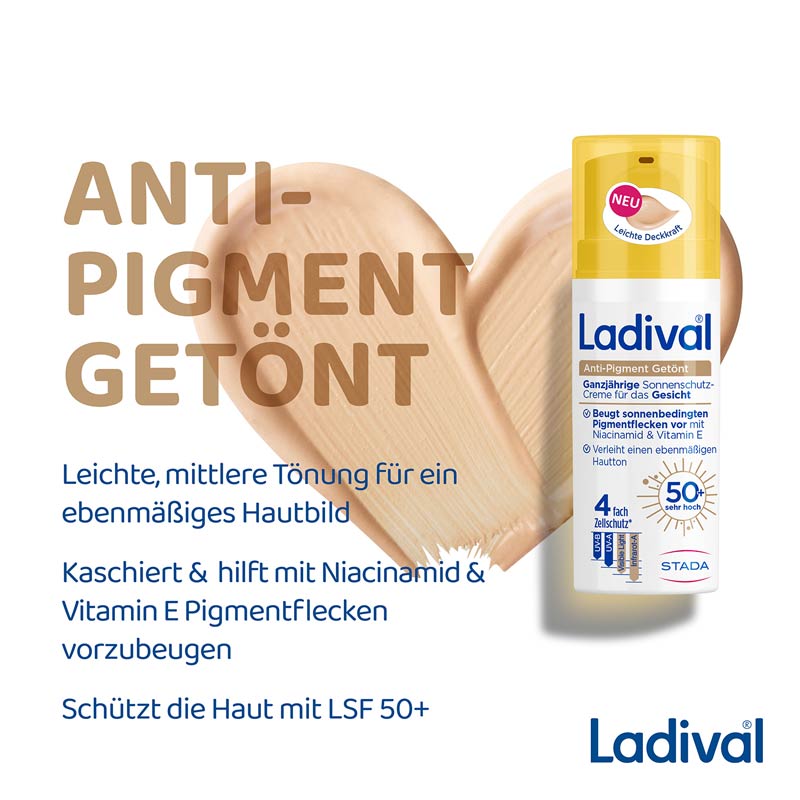Ladival Anti-Pigment Getönt Ganzjährige Sonnenschutz-Creme Gesicht LSF 50+ 50 ml Creme