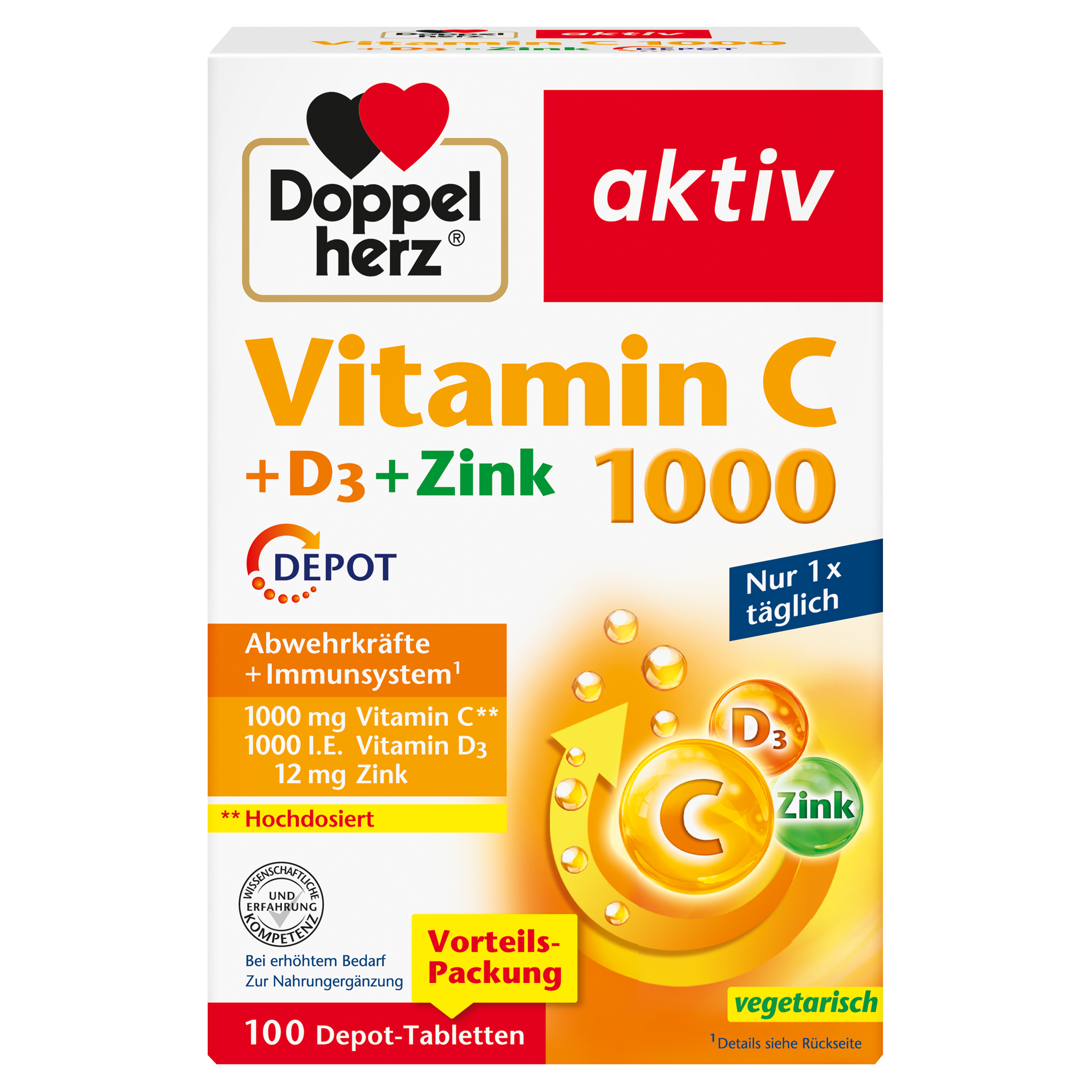 Doppelherz aktiv Vitamin C + D3 + Zink 1000 DEPOT 100 St Tabletten