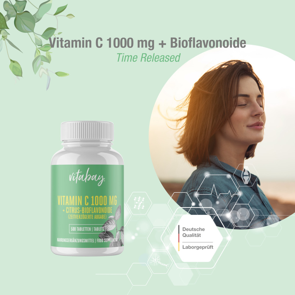 vitabay VITAMIN C 1000 MG + CITRUS-BIOFLAVONOIDE  500 St Tablette mit veränderter Wirkstofffreisetzung