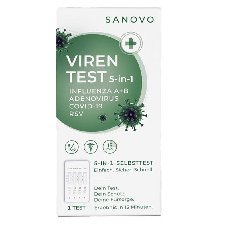 SANOVO VIRENTEST 5-in-1 Selbsttest  INFLUENZA - A+B ADENOVIRUS COVID-19 RSV  1 St Test