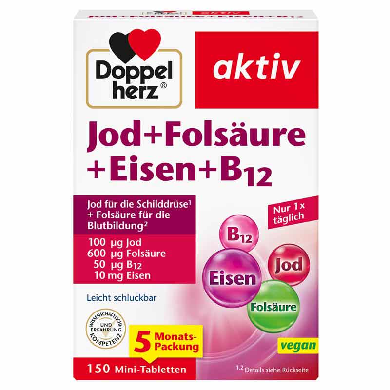 Doppelherz aktiv Jod + Folsäure + Eisen + B12 150 St Tabletten