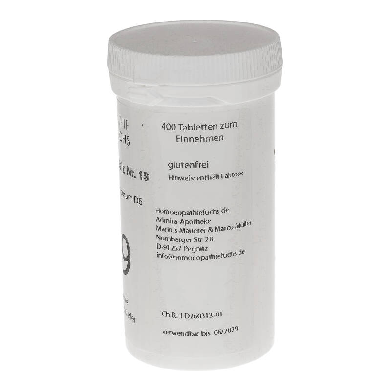 HOMOEOPATHIEFUCHS Schüssler-Salz Nummer 19 Cuprum arsenicosum D6 Biochemie 400 St Tabletten