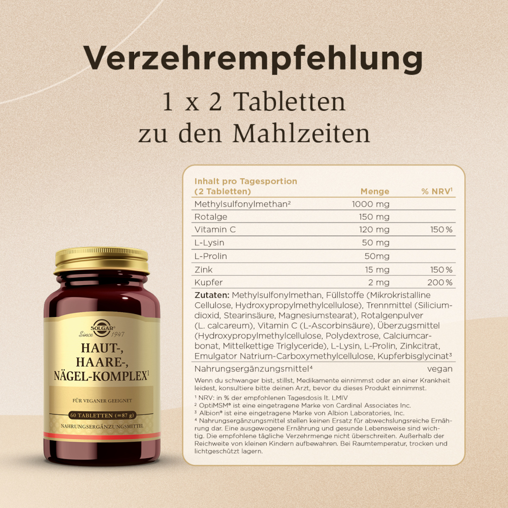 SOLGAR HAUT-, HAARE-, NÄGEL-KOMPLEX 60 St Tabletten