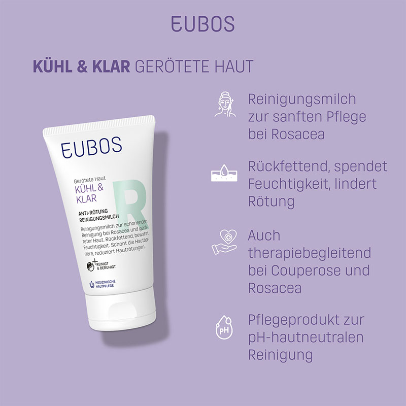EUBOS KÜHL & KLAR Anti-Rötung Reinigungsmilch 150 ml Milch