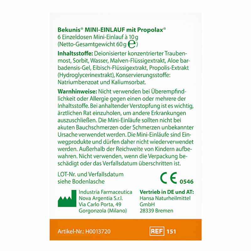 Bekunis MINI-EINLAUF mit Propolax 6 St Klistiere