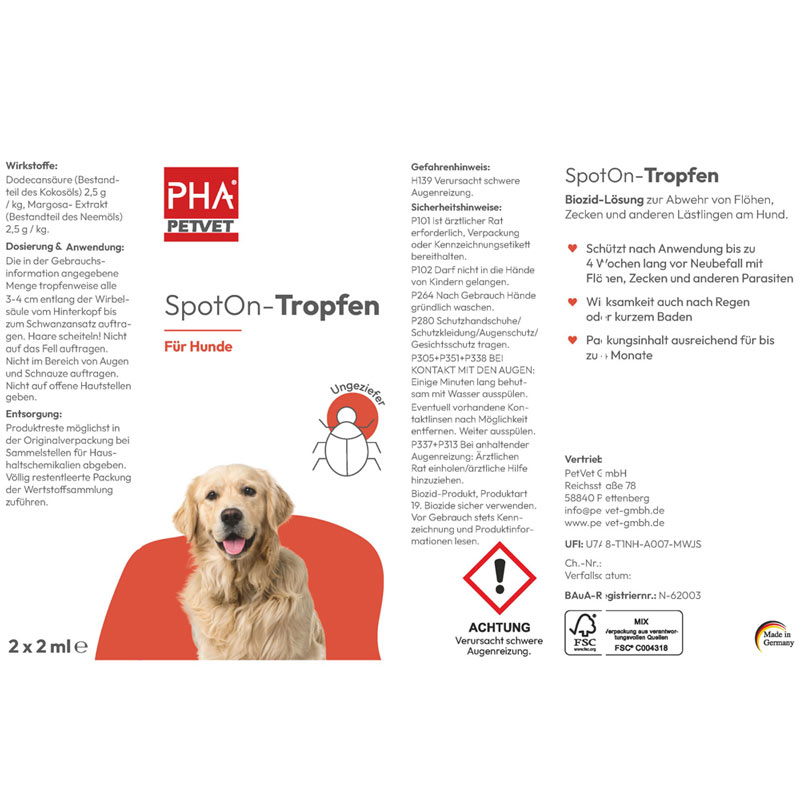 PHA Spot-on Tropfen 2X2 ml Tropfen