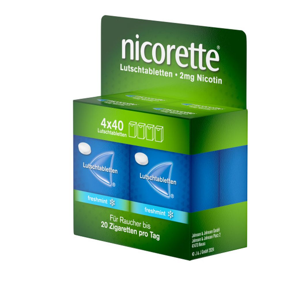 nicorette Lutschtablette freshmint 2 mg Nikotin zur Raucherentwöhnung 160 St Lutschtabletten