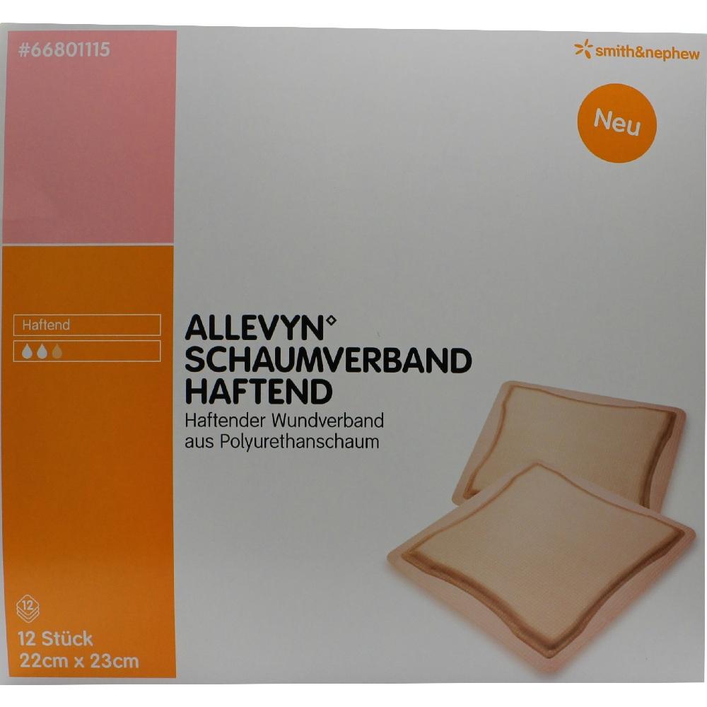 ALLEVYN Schaumverband 22x23 cm haftend 12 St Verband