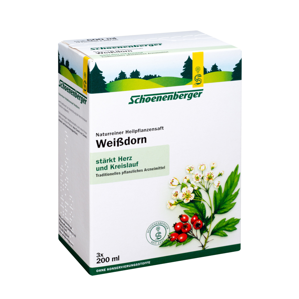 Schoenenberger Weißdorn Naturreiner Heilpflanzensaft  3X200 ml Flüssigkeit