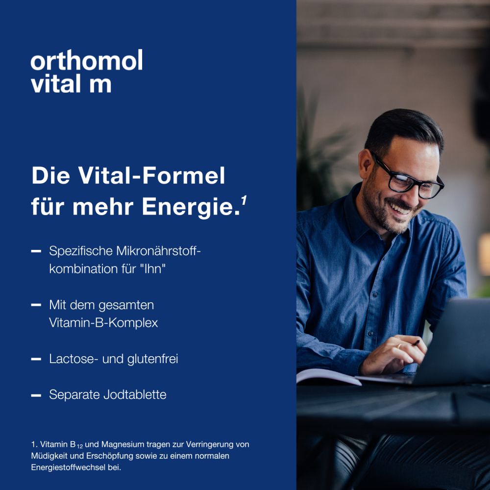 orthomol vital m - Mikronährstoffe für Männer - mit B-Vitaminen, Omega-3 und Magnesium - Granulat