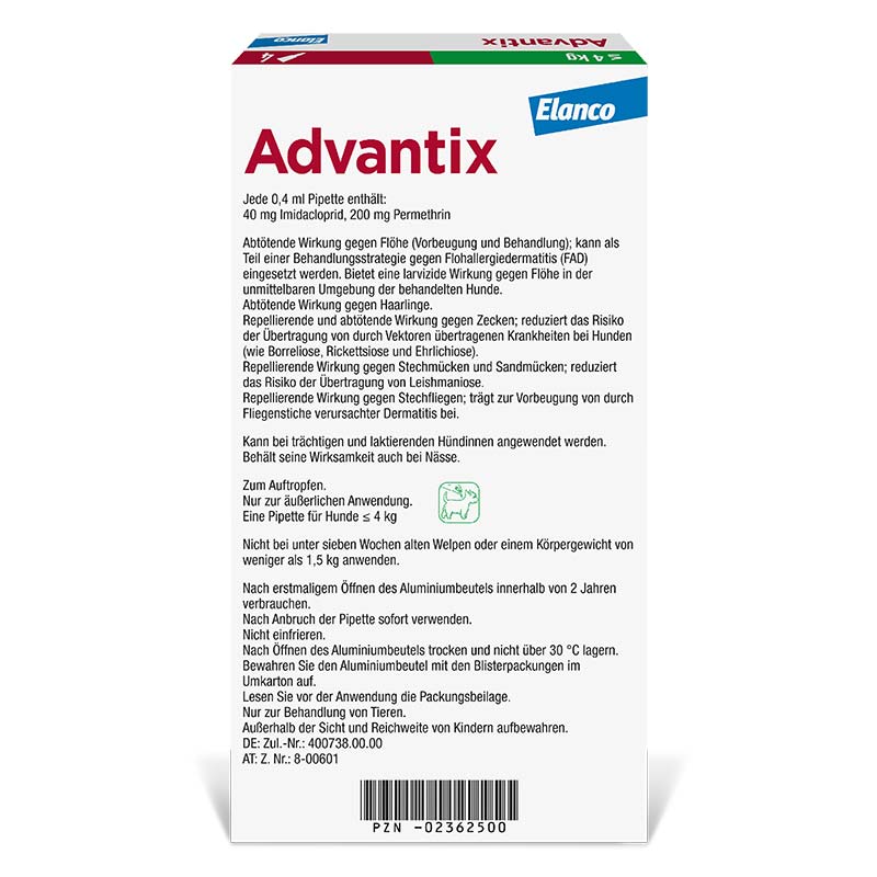 ADVANTIX SPOT-ON HUND BIS 4KG 4 St Lösung