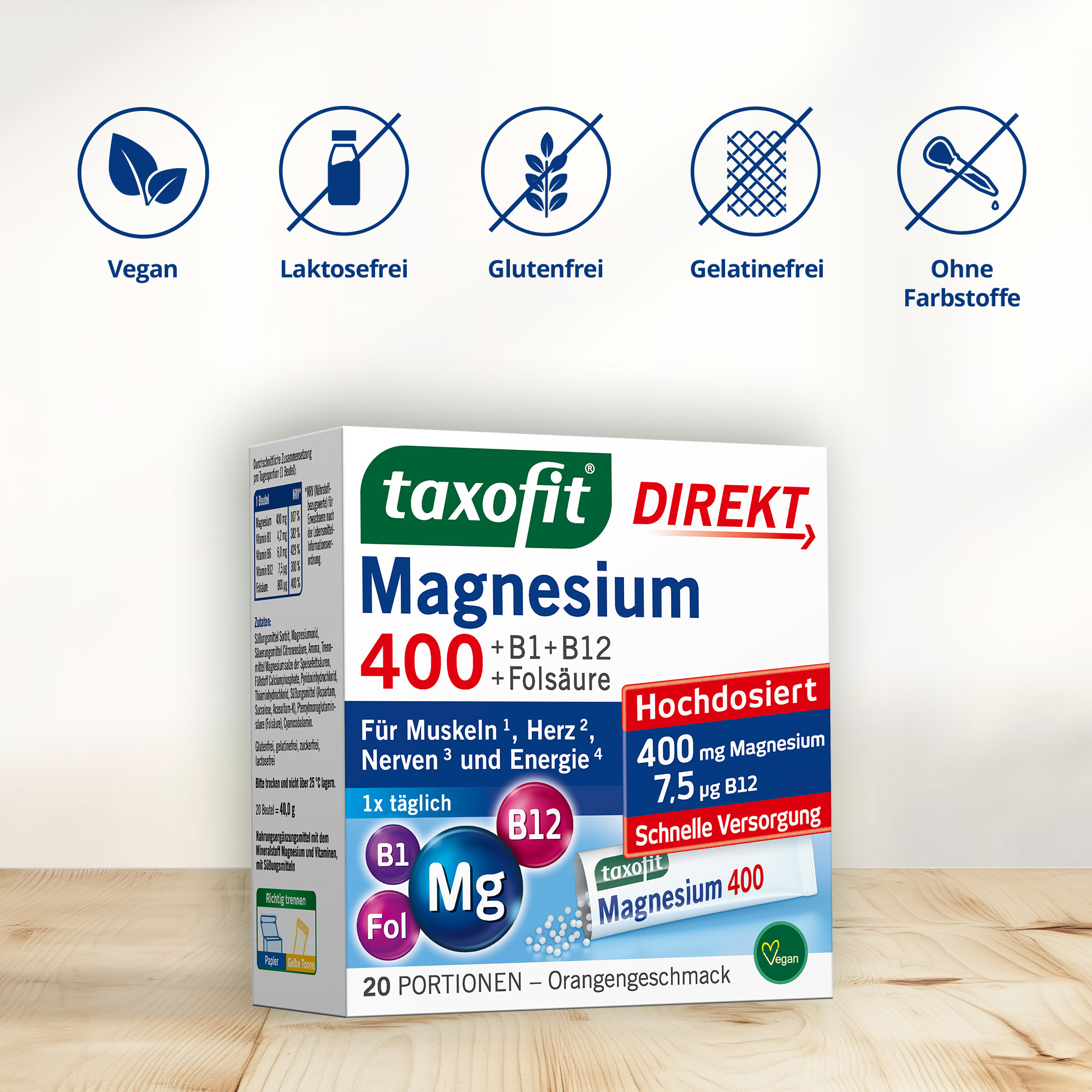 taxofit DIREKT Magnesium 400 20 St Granulat