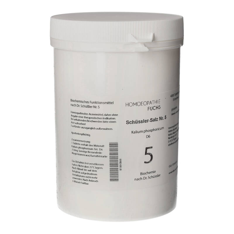 HOMOEOPATHIEFUCHS Schüssler-Salz Nummer 5 Kalium phosphopricum D6 Biochemie 4000 St Tabletten