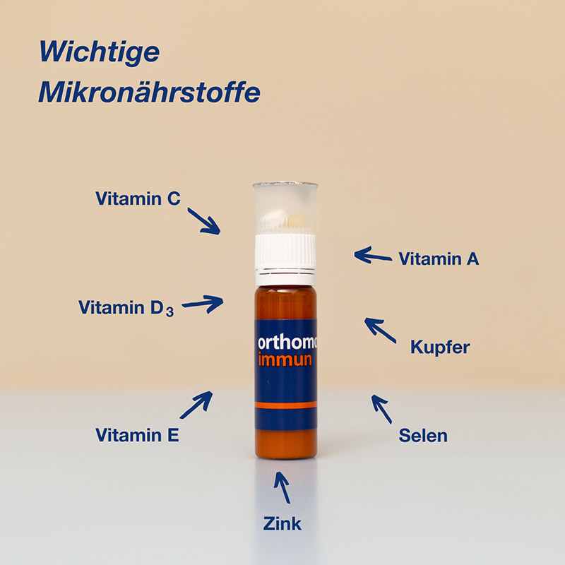 orthomol immun - Mikronährstoffe mit Vitamin C, Vitamin D und Zink - Trinkampullen/Tabletten