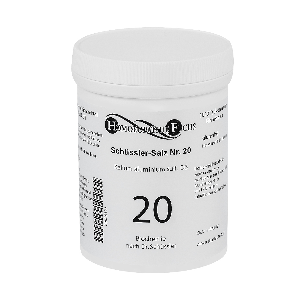 HOMOEOPATHIEFUCHS Schüssler-Salz Nummer 20 Kalium aluminium sulfat D6 1000 St Tabletten