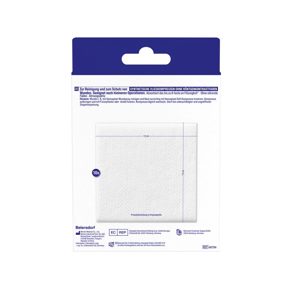 Hansaplast SOFT KOMPRESSEN 7,5 x 7,5 cm 5X2 St Pflaster