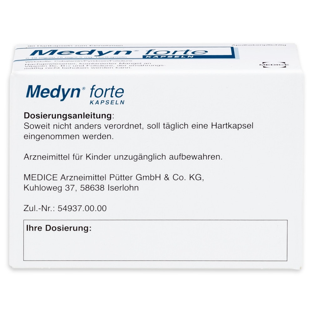 Medyn forte 90 bei Erschöpfung durch Vitamin-Mangel 90 St Hartkapseln