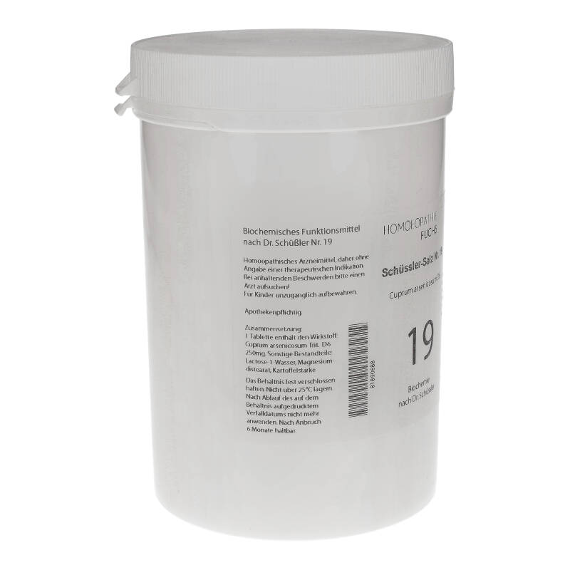 HOMÖOPATHIEFUCHS Schüssler-Salz Nummer 19 Cuprum arsenicosum D6 Biochemie 4000 St Tabletten
