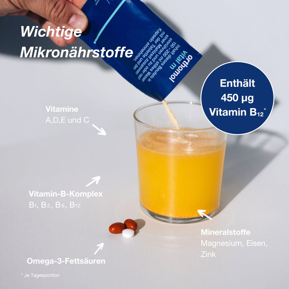 orthomol vital m - Mikronährstoffe für Männer - mit B-Vitaminen, Omega-3 und Magnesium - Granulat