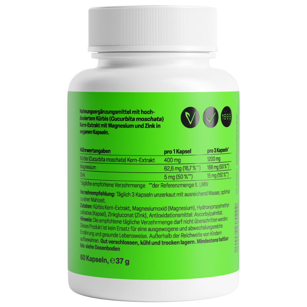 Zein PHARMA mit Zink + Magnesium Kürbiskern 400mg 60 St Kapseln
