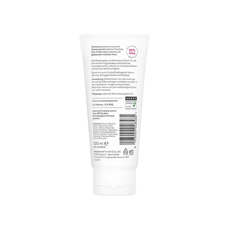sebamed Urea 10% AKUT FUSSCREME PARFÜMFREI 100 ml Creme