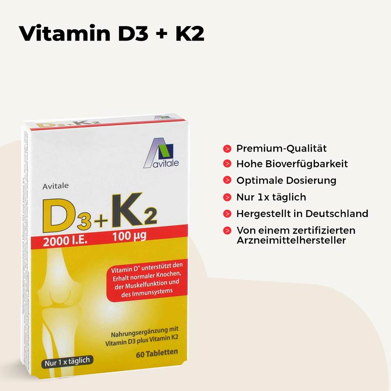 Avitale Vitamin D3+K2 2000 I.E.  60 St Tabletten