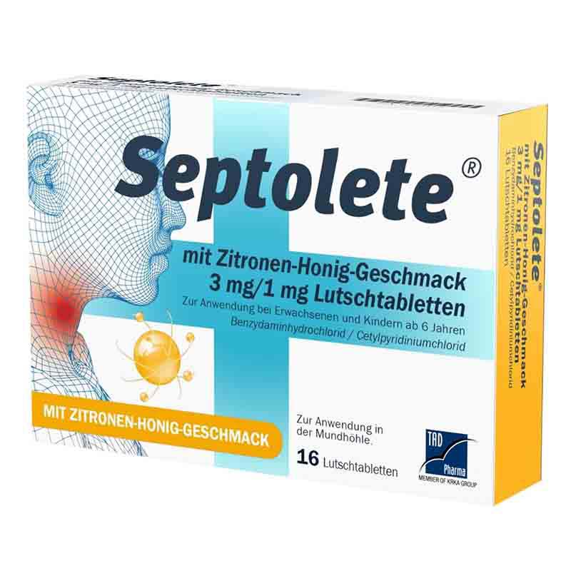 Septolete mit Zitronen-Honig-Geschmack 3 mg/1 mg 16 St Lutschtabletten