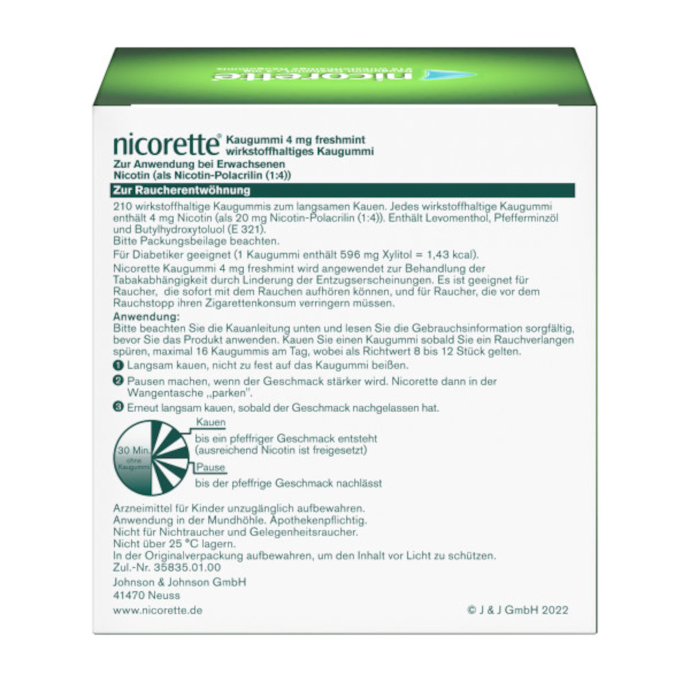 nicorette 4 mg Nikotinkaugummi freshmint zur Raucherentwöhnung 210 St Kaugummi