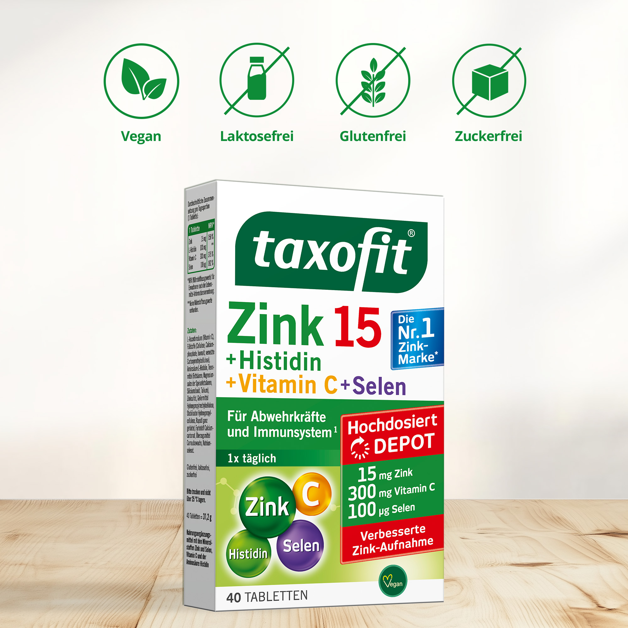 taxofit Zink + Histidin + Vitamin C + Selen 40 St Tabletten