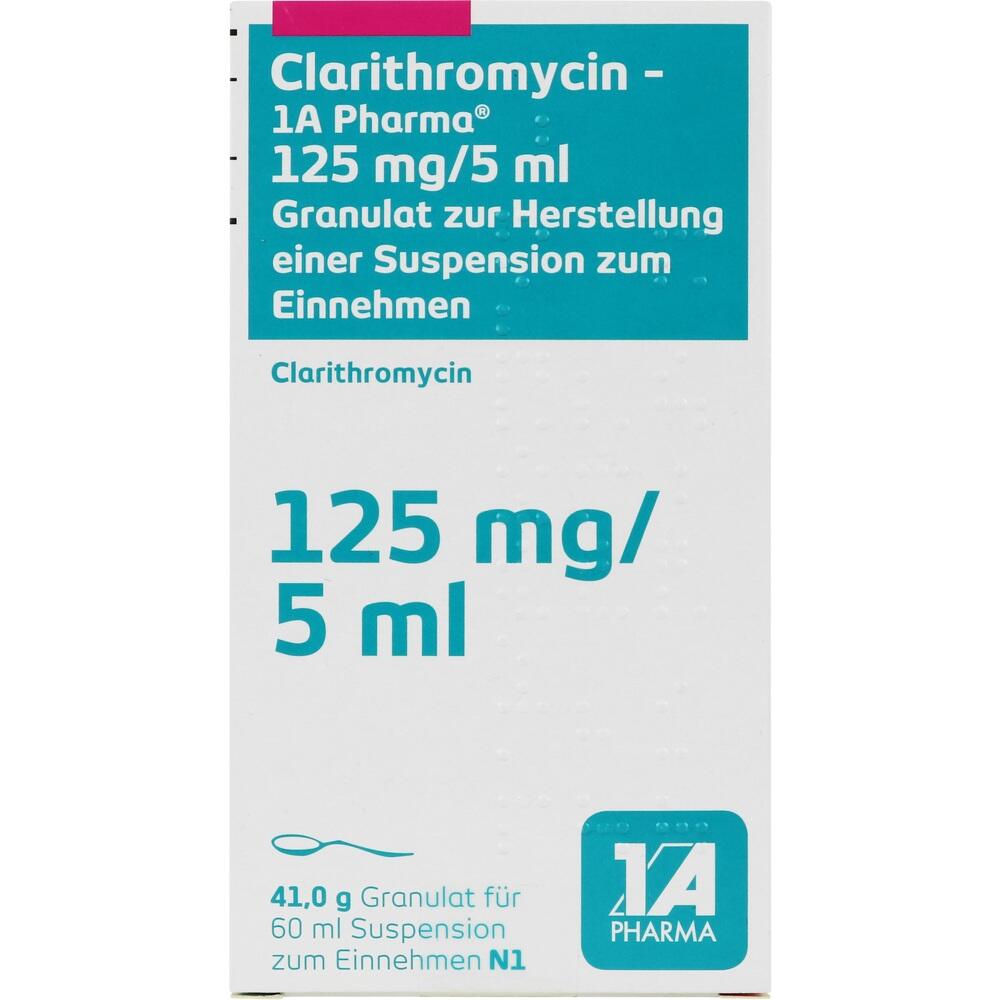 Clarithromycin-1 A Pharma 125mg/5ml 60 ml Granulat zur Herstellung einer Suspension zum Einnehmen