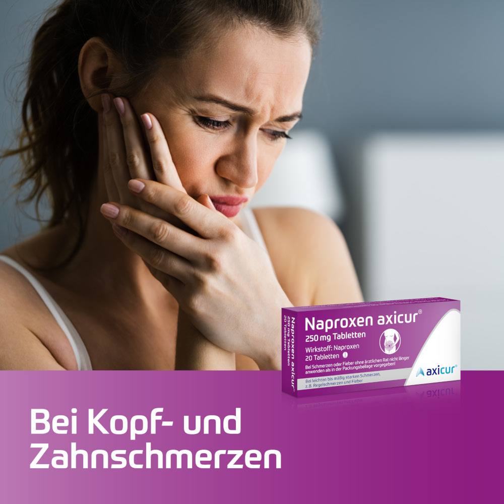Naproxen axicur 250 mg Tabletten bei Regelschmerzen 20 St Tabletten