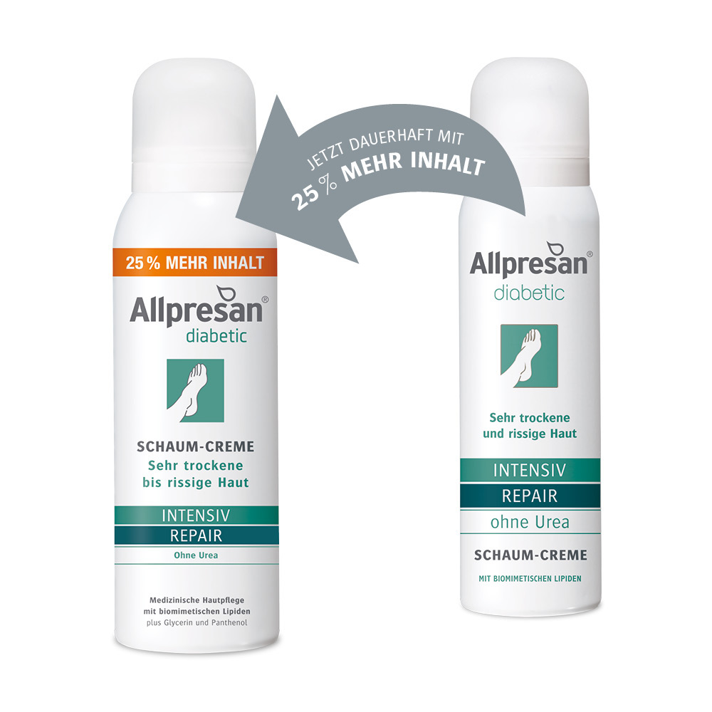 Allpresan diabetic INTENSIV REPAIR Ohne Urea SCHAUM-CREME 125 ml Schaum